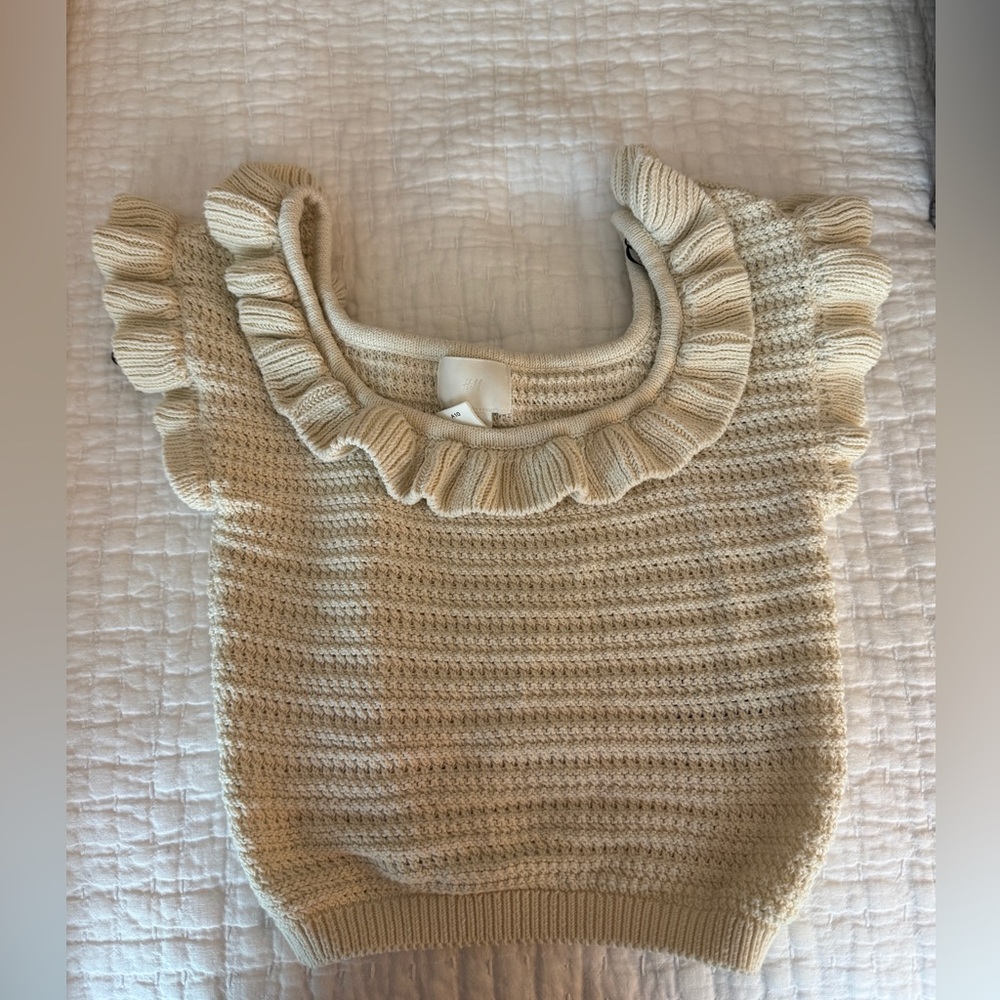 Cream Ruffled Knit Top